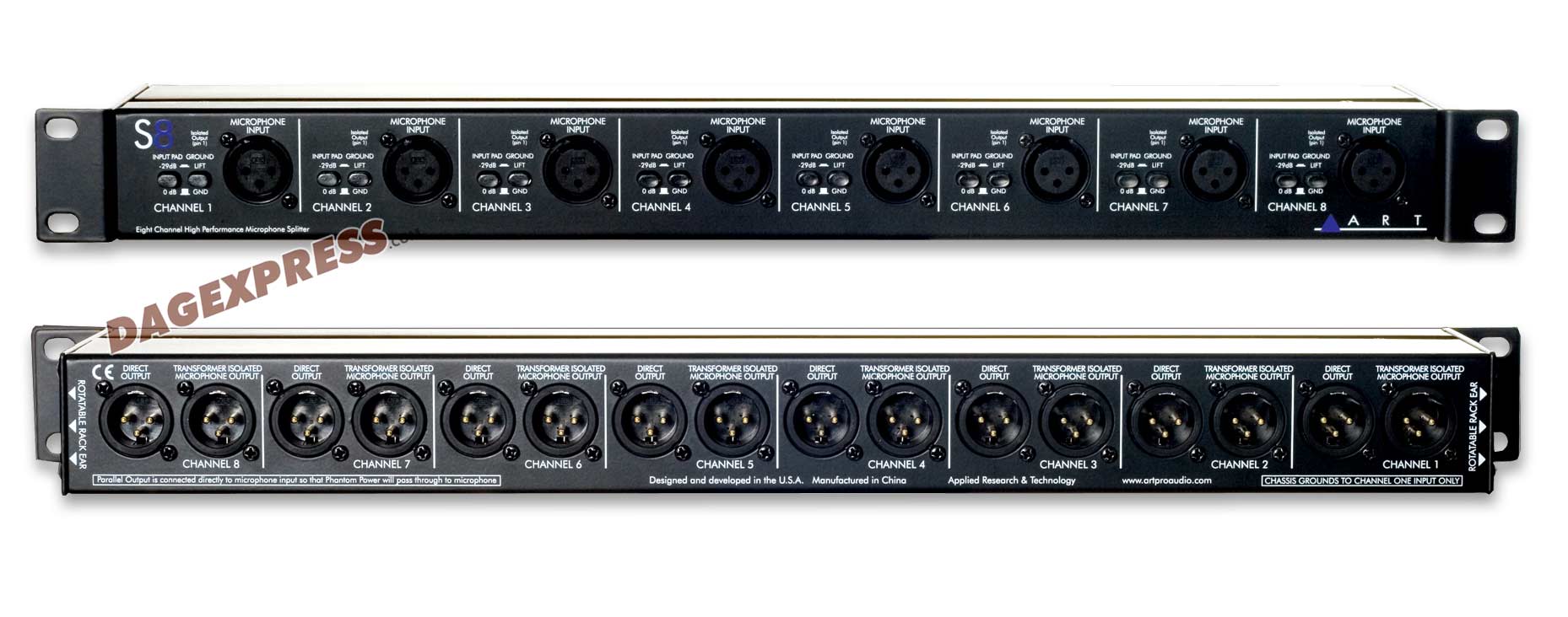 S8 - Eight Channel Two-Way Mic Splitter - Balanced XLR Inputs, 2 Balanced  XLR Output per Channel - 1U in Accessories > Audio Utilities - $319.99